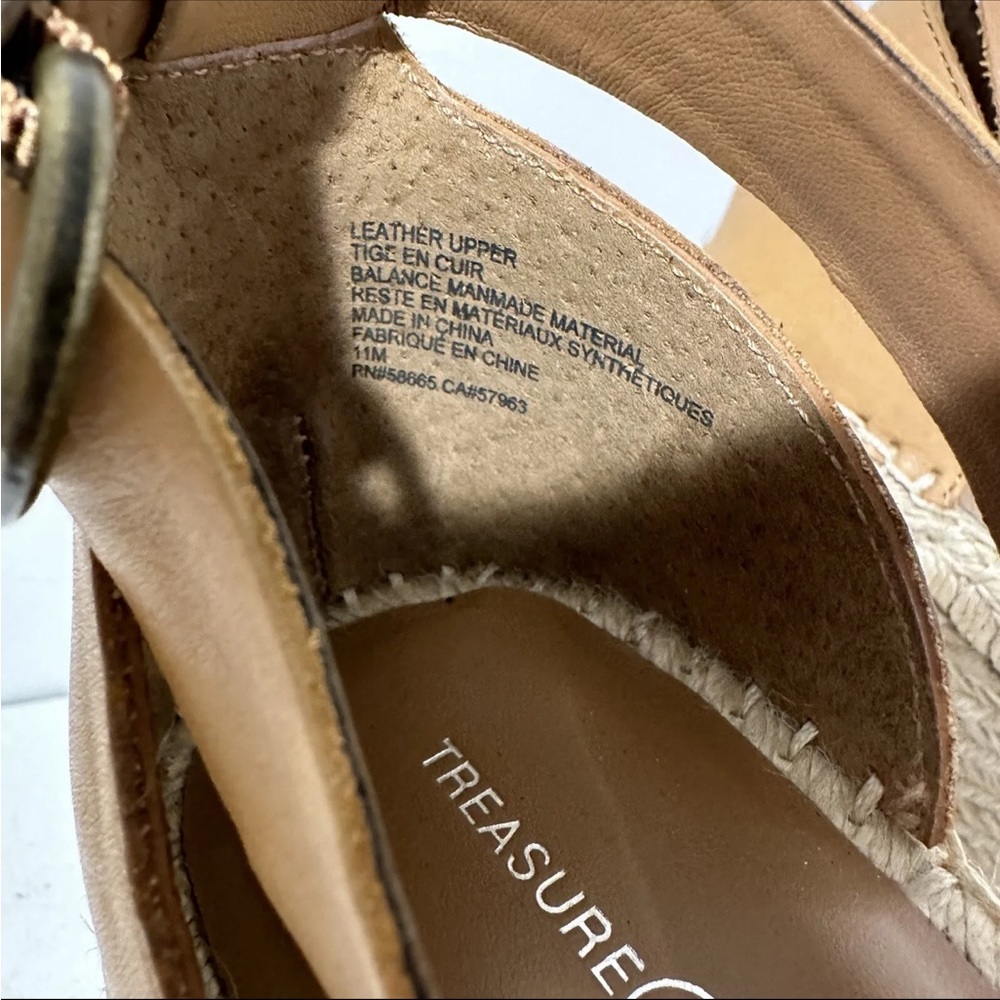 Treasure & Bond Wedge Sandal Size 11 M Tan Ankle Strap High Heel Espadrille Shoe - Picture 12 of 12